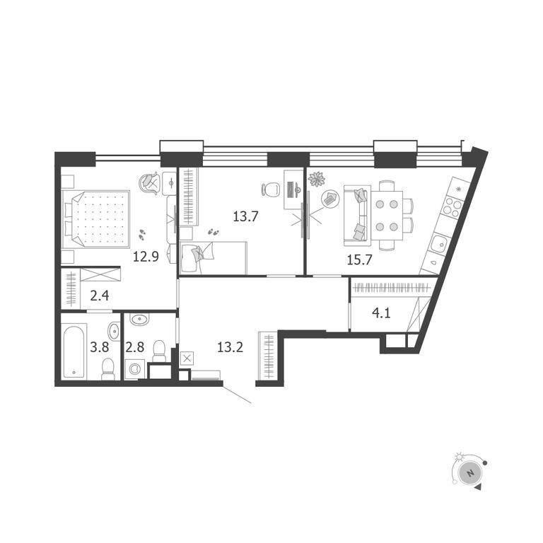 2-BD Apartment Sale, 68.6平方米 at Voxhall, Letnikovskaya Street, 4с2, Moscow, Russia #2 2-BD Apartment Sale, 68.6平方米 at Voxhall, Letnikovskaya Street, 4с2, Moscow, Russia #2