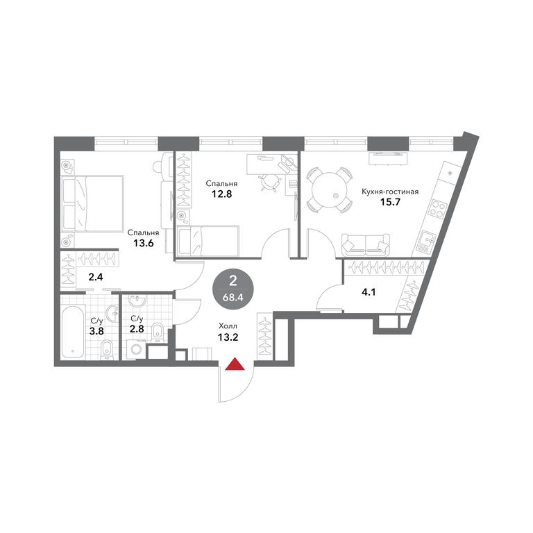 2-BD Apartment Sale, 68.6平方米 at Voxhall, Letnikovskaya Street, 4с2, Moscow, Russia #1 2-BD Apartment Sale, 68.6平方米 at Voxhall, Letnikovskaya Street, 4с2, Moscow, Russia #1