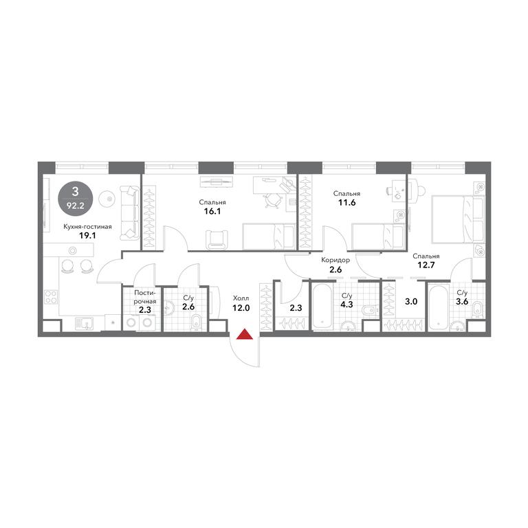 4-BD Apartment Sale, 92.2平方米 at Voxhall, Letnikovskaya Street, 4с2, Moscow, Russia #1