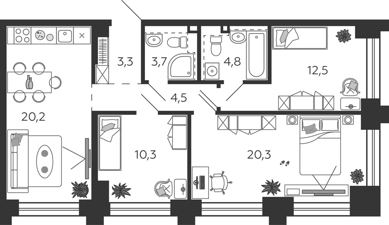 2-BD Apartment Sale, 79.3平方米 at Shagal, Автозаводская улица, 23, Москва, Россия #1 2-BD Apartment Sale, 79.3平方米 at Shagal, Автозаводская улица, 23, Москва, Россия #1