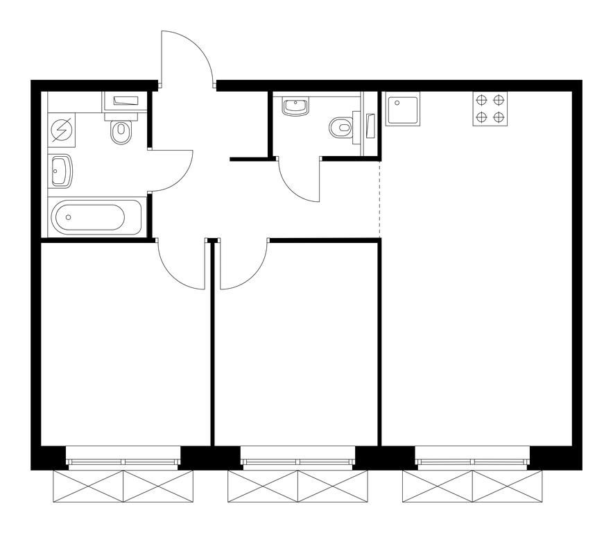 2-BD Apartment Sale, 52.4平方米 at Meshcherskiy Les, Borovskoye Highway, 2с5А, Moscow, Russia #1