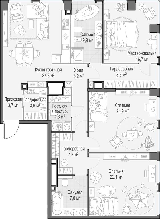 2-BD Apartment Sale, 139.2 sq. m. at Life Time, Sergeya Makeyeva Street, вл11/9с1-10, Moscow, Russia #1 2-BD Apartment Sale, 139.2 sq. m. at Life Time, Sergeya Makeyeva Street, вл11/9с1-10, Moscow, Russia #1