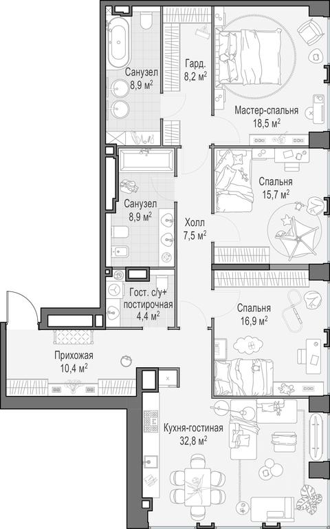 2-BD Apartment Sale, 132.9 sq. m. at Life Time, Sergeya Makeyeva Street, вл11/9с1-10, Moscow, Russia #1 2-BD Apartment Sale, 132.9 sq. m. at Life Time, Sergeya Makeyeva Street, вл11/9с1-10, Moscow, Russia #1