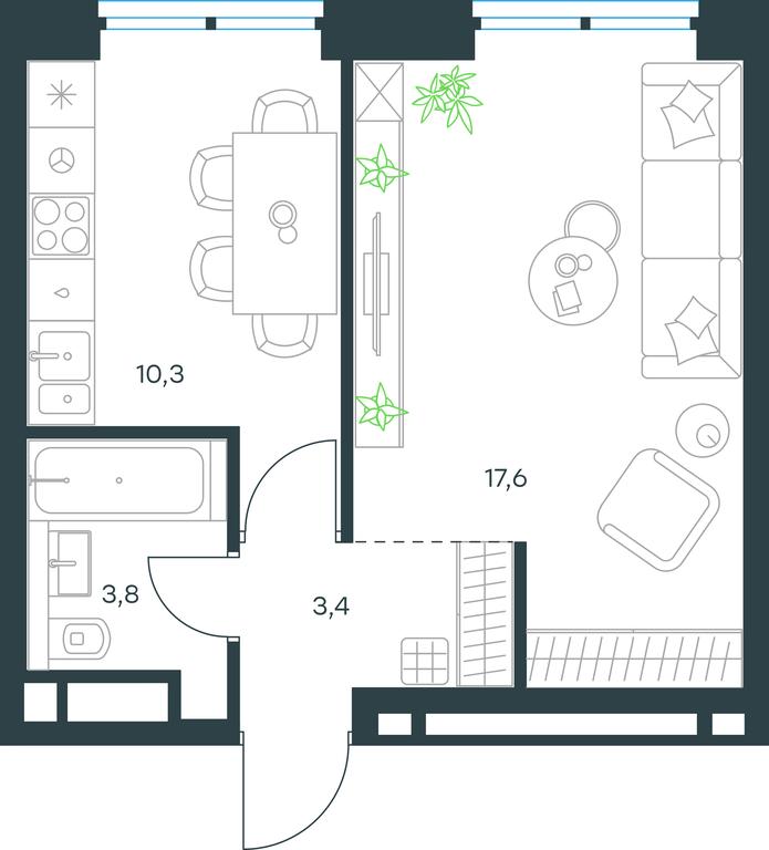 Продажа квартиры, 35,1 м² в ЖК «Левел Причальный (Level Причальный)», Причальный проезд, 8к1, Москва, Россия #1