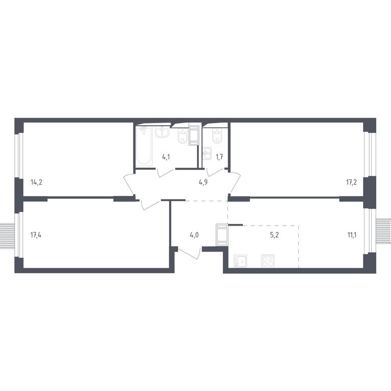2-BD Apartment Sale, 79.5平方米 at Mytishchi Park, Silikatnaya ulitsa, 41к3, Mytischi, Moscow Region, Russia #1