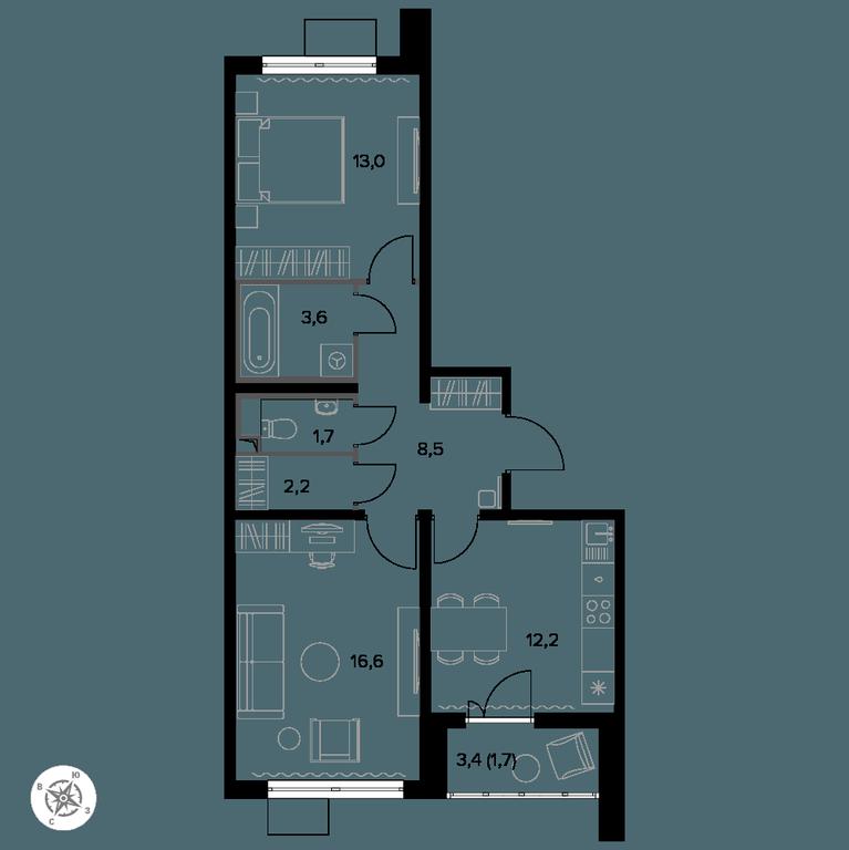 2-BD Apartment Sale, 60.3 sq. m. at Yzhnaya Bitsa, Yuzhnaya Bitsa Residential Complex, posyolok Bittsa, Leninskiy City District, Moscow Region, Russia #1 2-BD Apartment Sale, 60.3 sq. m. at Yzhnaya Bitsa, Yuzhnaya Bitsa Residential Complex, posyolok Bittsa, Leninskiy City District, Moscow Region, Russia #1