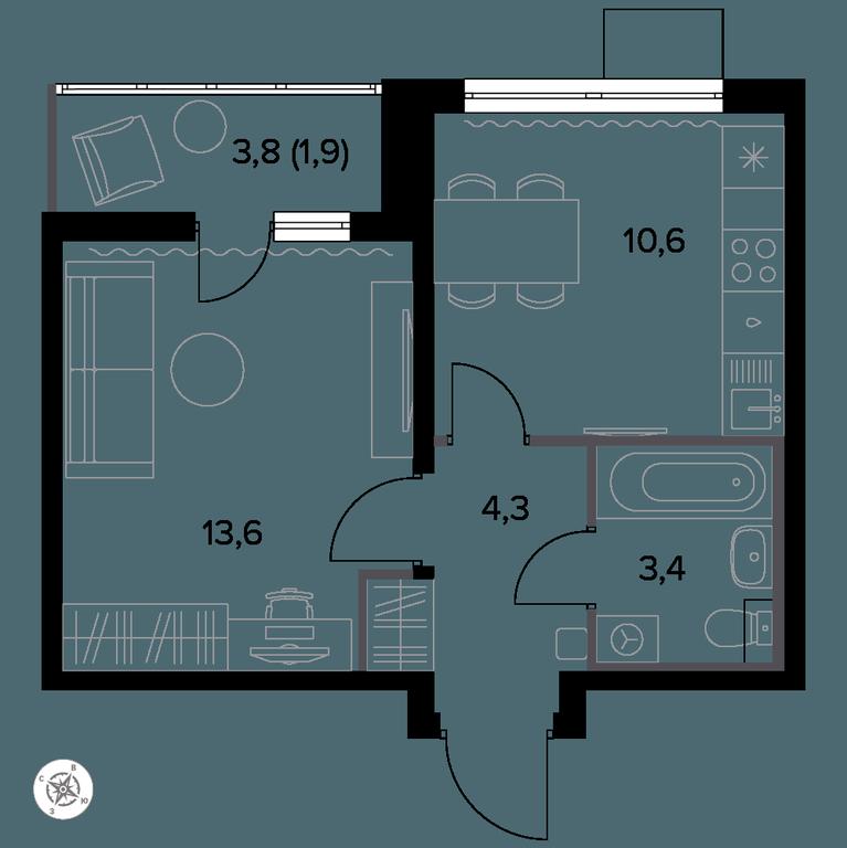 1-BD Apartment Sale, 34.3平方米 at Yzhnaya Bitsa, Yuzhnaya Bitsa Residential Complex, posyolok Bittsa, Leninskiy City District, Moscow Region, Russia #1 1-BD Apartment Sale, 34.3平方米 at Yzhnaya Bitsa, Yuzhnaya Bitsa Residential Complex, posyolok Bittsa, Leninskiy City District, Moscow Region, Russia #1