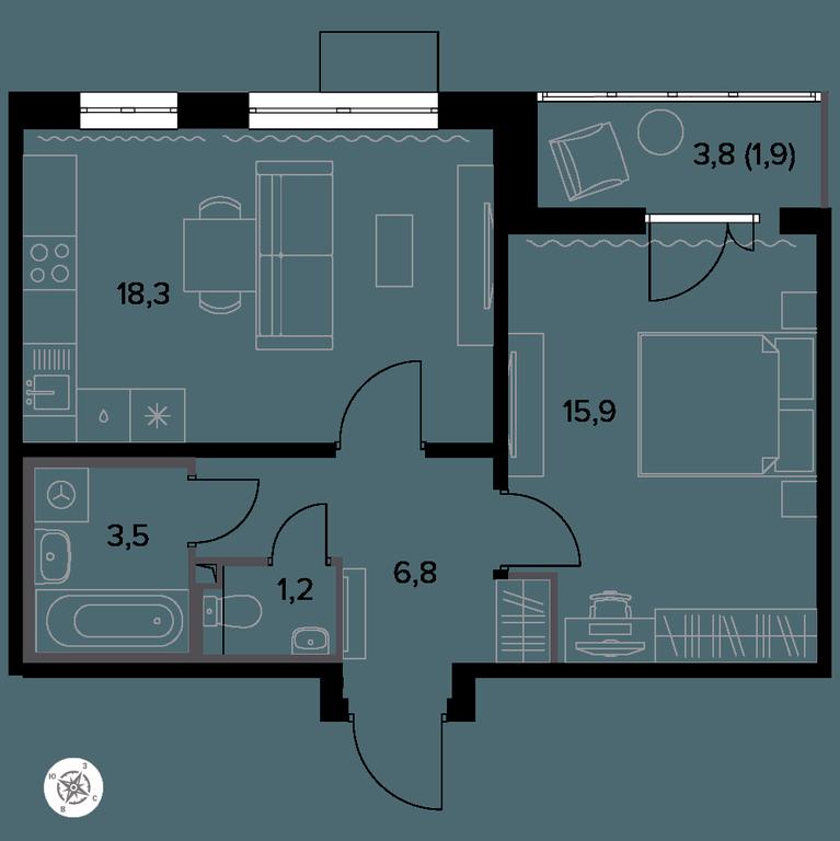 1-BD Apartment Sale, 48.6平方米 at Yzhnaya Bitsa, Yuzhnaya Bitsa Residential Complex, posyolok Bittsa, Leninskiy City District, Moscow Region, Russia #1 1-BD Apartment Sale, 48.6平方米 at Yzhnaya Bitsa, Yuzhnaya Bitsa Residential Complex, posyolok Bittsa, Leninskiy City District, Moscow Region, Russia #1