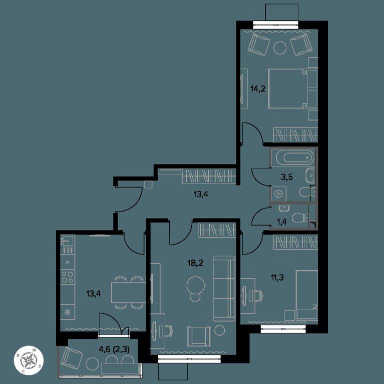 3-BD Apartment Sale, 78.6 sq. m. at Yzhnaya Bitsa, Yuzhnaya Bitsa Residential Complex, posyolok Bittsa, Leninskiy City District, Moscow Region, Russia #1 3-BD Apartment Sale, 78.6 sq. m. at Yzhnaya Bitsa, Yuzhnaya Bitsa Residential Complex, posyolok Bittsa, Leninskiy City District, Moscow Region, Russia #1