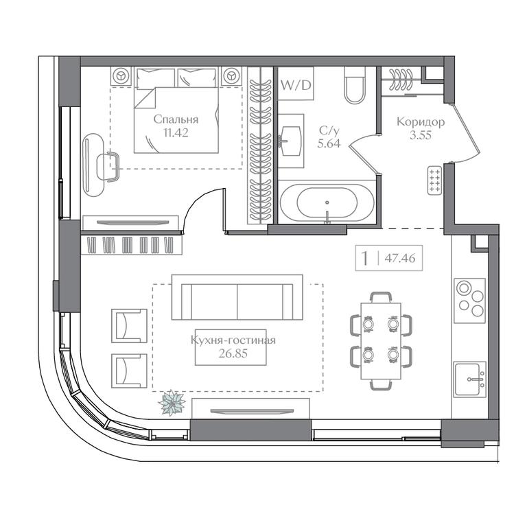 1-BD Apartment Sale, 47.46 sq. m. at Preobrazhenskaya ploschad, 1st Bukhvostova Street, Moscow, Russia #1 1-BD Apartment Sale, 47.46 sq. m. at Preobrazhenskaya ploschad, 1st Bukhvostova Street, Moscow, Russia #1