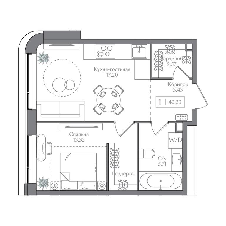 1-BD Apartment Sale, 42.23 sq. m. at Preobrazhenskaya ploschad, 1st Bukhvostova Street, Moscow, Russia #1 1-BD Apartment Sale, 42.23 sq. m. at Preobrazhenskaya ploschad, 1st Bukhvostova Street, Moscow, Russia #1