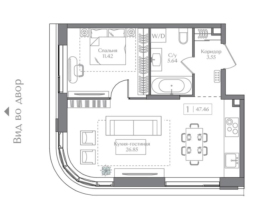 1-BD Apartment Sale, 47.46 sq. m. at Preobrazhenskaya ploschad, 1st Bukhvostova Street, Moscow, Russia #2 1-BD Apartment Sale, 47.46 sq. m. at Preobrazhenskaya ploschad, 1st Bukhvostova Street, Moscow, Russia #2