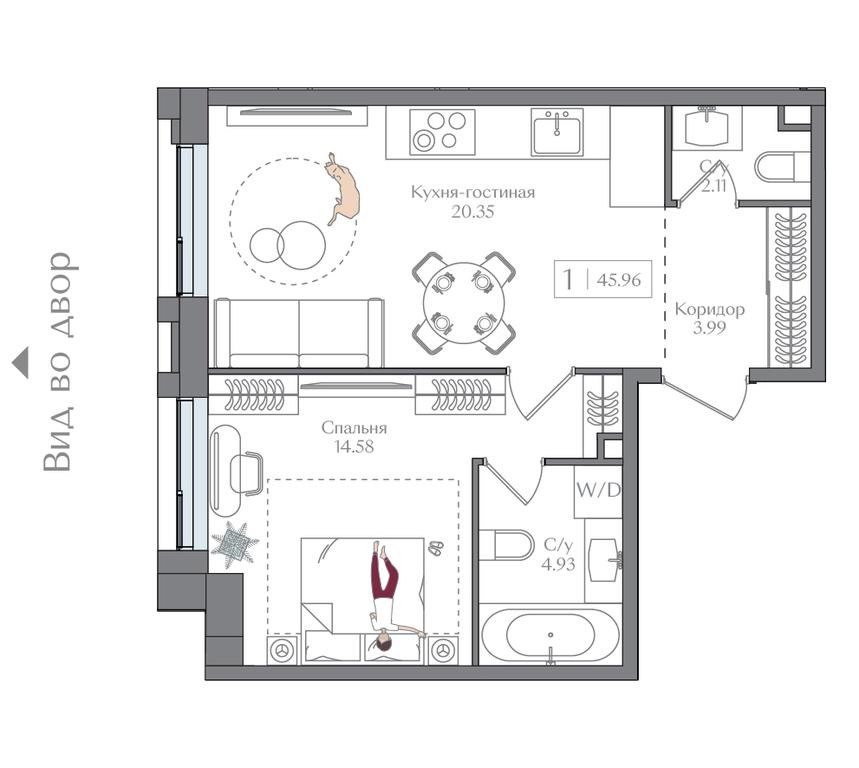 1-BD Apartment Sale, 45.96 sq. m. at Preobrazhenskaya ploschad, 1st Bukhvostova Street, Moscow, Russia #2 1-BD Apartment Sale, 45.96 sq. m. at Preobrazhenskaya ploschad, 1st Bukhvostova Street, Moscow, Russia #2
