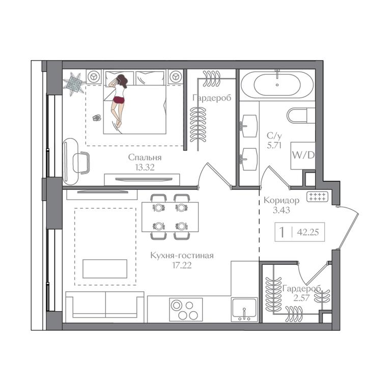 1-BD Apartment Sale, 42.25 sq. m. at Preobrazhenskaya ploschad, 1st Bukhvostova Street, Moscow, Russia #1 1-BD Apartment Sale, 42.25 sq. m. at Preobrazhenskaya ploschad, 1st Bukhvostova Street, Moscow, Russia #1