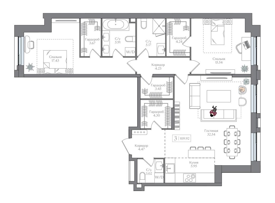 2-BD Apartment Sale, 109.92 sq. m. at Preobrazhenskaya ploschad, 1st Bukhvostova Street, Moscow, Russia #1 2-BD Apartment Sale, 109.92 sq. m. at Preobrazhenskaya ploschad, 1st Bukhvostova Street, Moscow, Russia #1