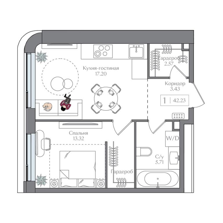 1-BD Apartment Sale, 42.23 sq. m. at Preobrazhenskaya ploschad, 1st Bukhvostova Street, Moscow, Russia #1 1-BD Apartment Sale, 42.23 sq. m. at Preobrazhenskaya ploschad, 1st Bukhvostova Street, Moscow, Russia #1
