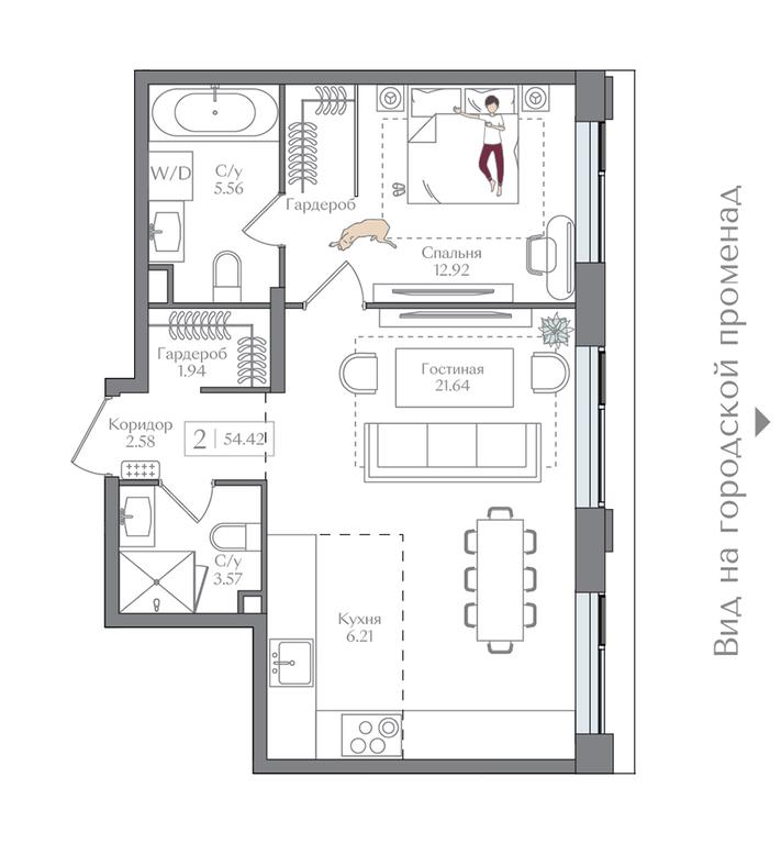 1-BD Apartment Sale, 54.61 sq. m. at Preobrazhenskaya ploschad, 1st Bukhvostova Street, Moscow, Russia #2 1-BD Apartment Sale, 54.61 sq. m. at Preobrazhenskaya ploschad, 1st Bukhvostova Street, Moscow, Russia #2