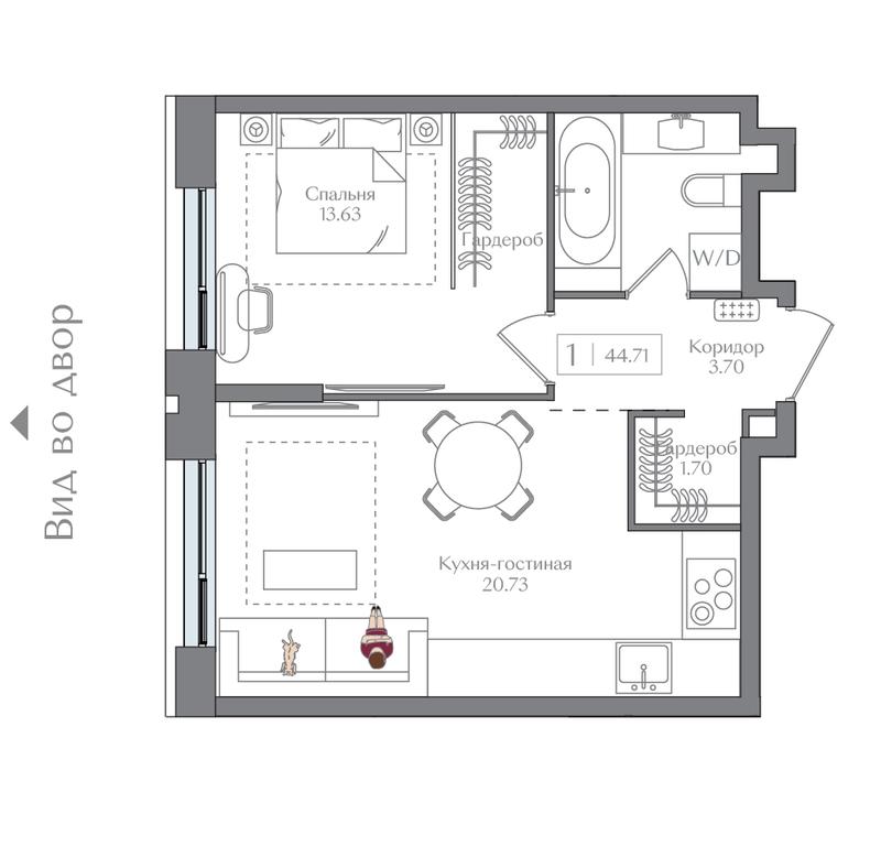 1-BD Apartment Sale, 44.71 sq. m. at Preobrazhenskaya ploschad, 1st Bukhvostova Street, Moscow, Russia #2 1-BD Apartment Sale, 44.71 sq. m. at Preobrazhenskaya ploschad, 1st Bukhvostova Street, Moscow, Russia #2