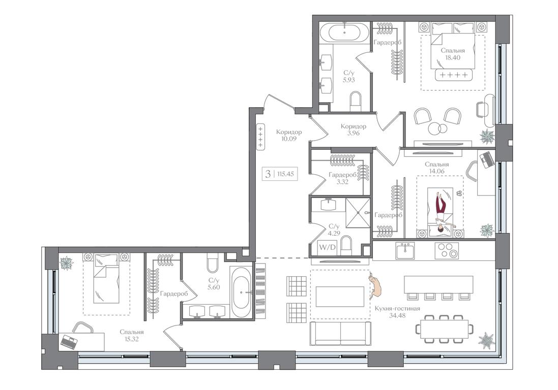 2-BD Apartment Sale, 115.45 sq. m. at Preobrazhenskaya ploschad, 1st Bukhvostova Street, Moscow, Russia #1 2-BD Apartment Sale, 115.45 sq. m. at Preobrazhenskaya ploschad, 1st Bukhvostova Street, Moscow, Russia #1