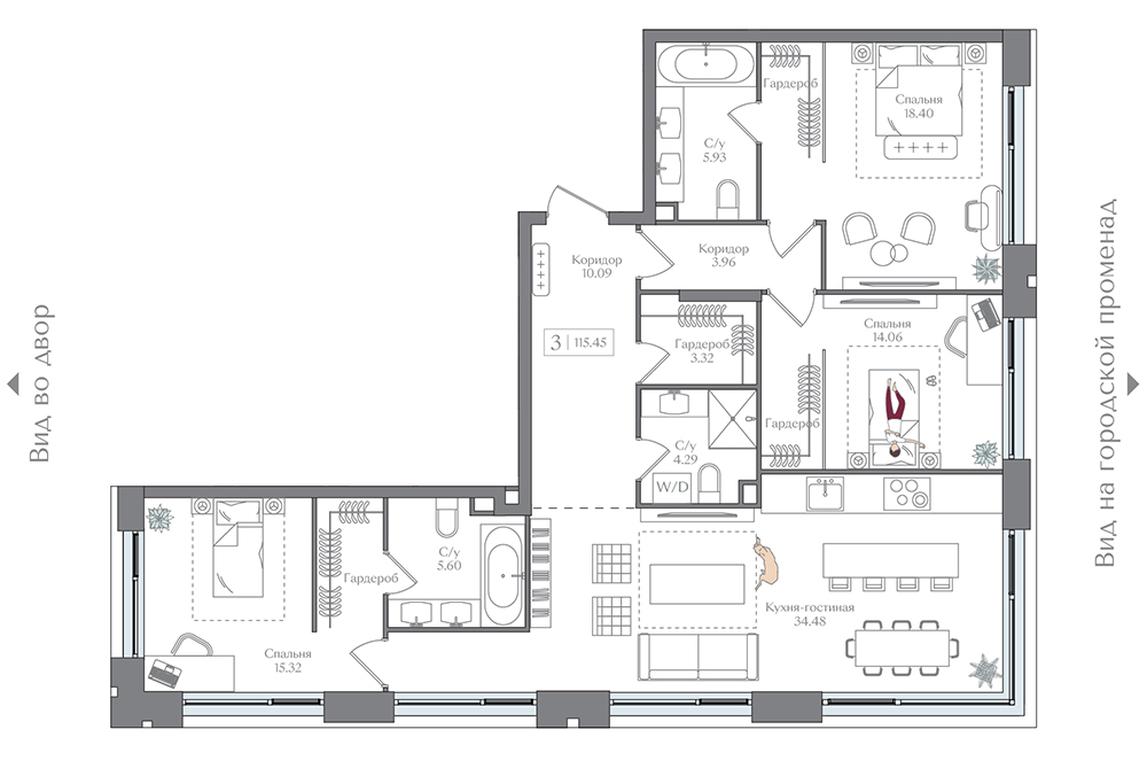 2-BD Apartment Sale, 115.45 sq. m. at Preobrazhenskaya ploschad, 1st Bukhvostova Street, Moscow, Russia #2 2-BD Apartment Sale, 115.45 sq. m. at Preobrazhenskaya ploschad, 1st Bukhvostova Street, Moscow, Russia #2