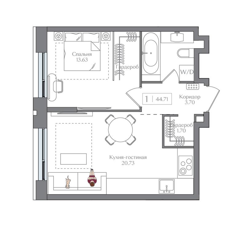 1-BD Apartment Sale, 44.71 sq. m. at Preobrazhenskaya ploschad, 1st Bukhvostova Street, Moscow, Russia #1 1-BD Apartment Sale, 44.71 sq. m. at Preobrazhenskaya ploschad, 1st Bukhvostova Street, Moscow, Russia #1