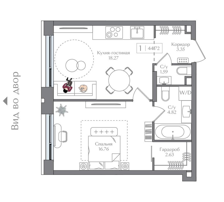 1-BD Apartment Sale, 47.42 sq. m. at Preobrazhenskaya ploschad, 1st Bukhvostova Street, Moscow, Russia #2 1-BD Apartment Sale, 47.42 sq. m. at Preobrazhenskaya ploschad, 1st Bukhvostova Street, Moscow, Russia #2