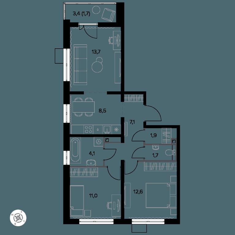 3-BD Apartment Sale, 62.7平方米 at Yzhnaya Bitsa, Yuzhnaya Bitsa Residential Complex, posyolok Bittsa, Leninskiy City District, Moscow Region, Russia #1 3-BD Apartment Sale, 62.7平方米 at Yzhnaya Bitsa, Yuzhnaya Bitsa Residential Complex, posyolok Bittsa, Leninskiy City District, Moscow Region, Russia #1