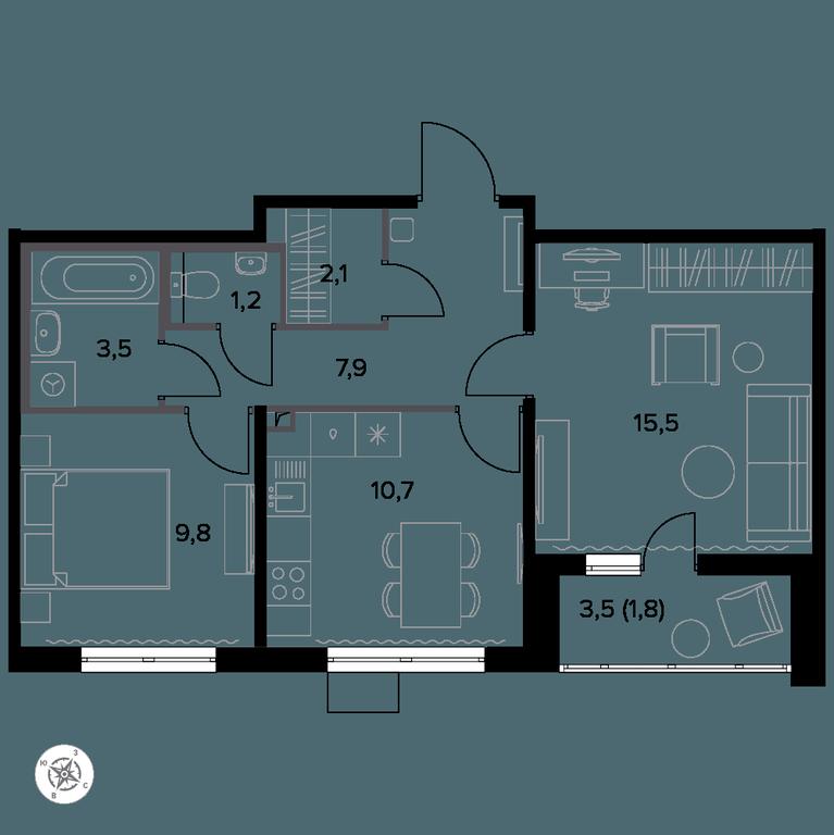 2-BD Apartment Sale, 53.6 sq. m. at Yzhnaya Bitsa, Yuzhnaya Bitsa Residential Complex, posyolok Bittsa, Leninskiy City District, Moscow Region, Russia #1 2-BD Apartment Sale, 53.6 sq. m. at Yzhnaya Bitsa, Yuzhnaya Bitsa Residential Complex, posyolok Bittsa, Leninskiy City District, Moscow Region, Russia #1