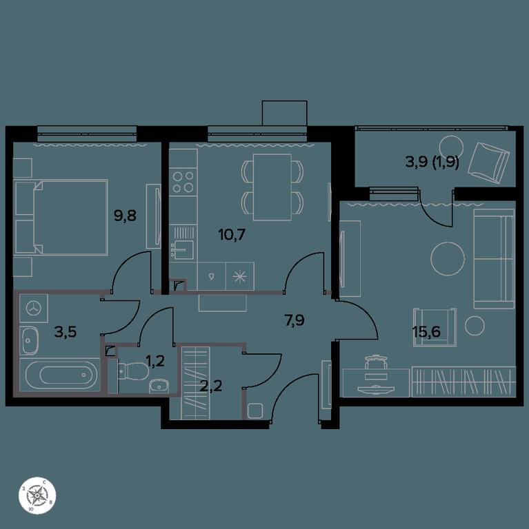 2-BD Apartment Sale, 53.8 sq. m. at Yzhnaya Bitsa, Yuzhnaya Bitsa Residential Complex, posyolok Bittsa, Leninskiy City District, Moscow Region, Russia #1 2-BD Apartment Sale, 53.8 sq. m. at Yzhnaya Bitsa, Yuzhnaya Bitsa Residential Complex, posyolok Bittsa, Leninskiy City District, Moscow Region, Russia #1