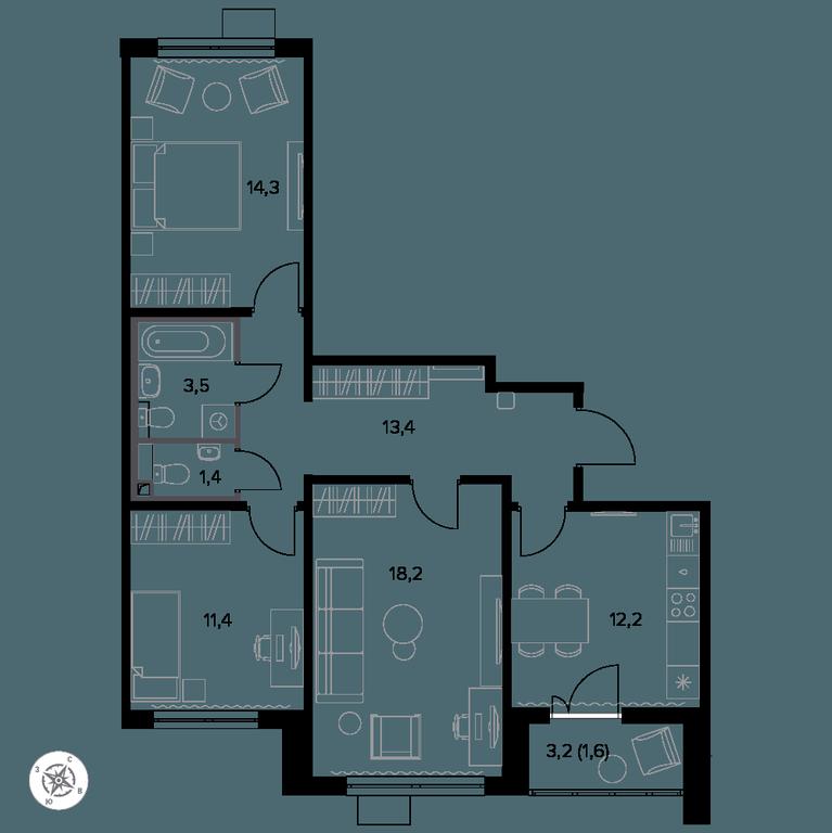 3-BD Apartment Sale, 76.7平方米 at Yzhnaya Bitsa, Yuzhnaya Bitsa Residential Complex, posyolok Bittsa, Leninskiy City District, Moscow Region, Russia #1 3-BD Apartment Sale, 76.7平方米 at Yzhnaya Bitsa, Yuzhnaya Bitsa Residential Complex, posyolok Bittsa, Leninskiy City District, Moscow Region, Russia #1