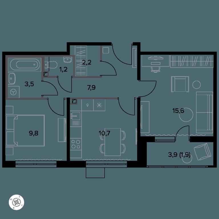 2-BD Apartment Sale, 53.8 sq. m. at Yzhnaya Bitsa, Yuzhnaya Bitsa Residential Complex, posyolok Bittsa, Leninskiy City District, Moscow Region, Russia #1 2-BD Apartment Sale, 53.8 sq. m. at Yzhnaya Bitsa, Yuzhnaya Bitsa Residential Complex, posyolok Bittsa, Leninskiy City District, Moscow Region, Russia #1
