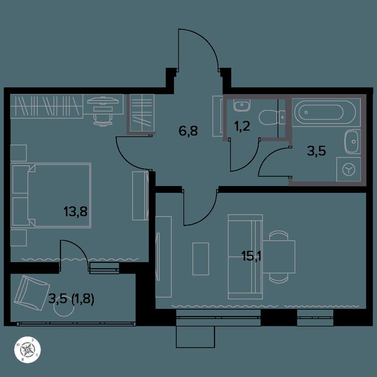 1-BD Apartment Sale, 43.5 sq. m. at Yzhnaya Bitsa, Yuzhnaya Bitsa Residential Complex, posyolok Bittsa, Leninskiy City District, Moscow Region, Russia #1 1-BD Apartment Sale, 43.5 sq. m. at Yzhnaya Bitsa, Yuzhnaya Bitsa Residential Complex, posyolok Bittsa, Leninskiy City District, Moscow Region, Russia #1