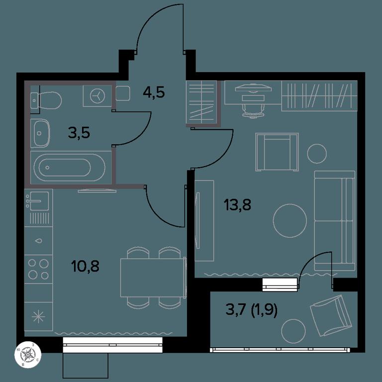 1-BD Apartment Sale, 34.9 sq. m. at Yzhnaya Bitsa, Yuzhnaya Bitsa Residential Complex, posyolok Bittsa, Leninskiy City District, Moscow Region, Russia #1