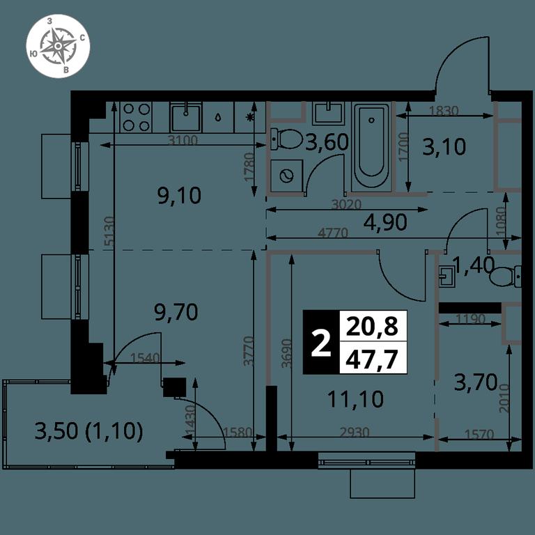 2-BD Apartment Sale, 47.7 sq. m. at 1 Himkinskij, zhiloy kompleks 1-y Khimkinskiy, kvartal Mezhdunarodny, mikrorayon Klyazma-Starbeyevo, Khimki, Moscow Region, Russia #2 2-BD Apartment Sale, 47.7 sq. m. at 1 Himkinskij, zhiloy kompleks 1-y Khimkinskiy, kvartal Mezhdunarodny, mikrorayon Klyazma-Starbeyevo, Khimki, Moscow Region, Russia #2