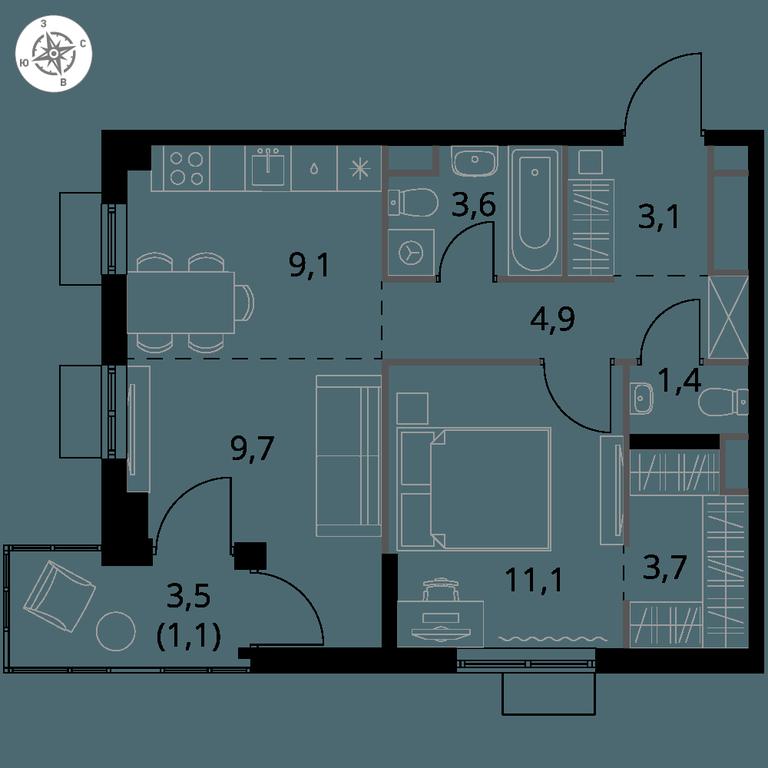 2-BD Apartment Sale, 47.7 sq. m. at 1 Himkinskij, zhiloy kompleks 1-y Khimkinskiy, kvartal Mezhdunarodny, mikrorayon Klyazma-Starbeyevo, Khimki, Moscow Region, Russia #1 2-BD Apartment Sale, 47.7 sq. m. at 1 Himkinskij, zhiloy kompleks 1-y Khimkinskiy, kvartal Mezhdunarodny, mikrorayon Klyazma-Starbeyevo, Khimki, Moscow Region, Russia #1