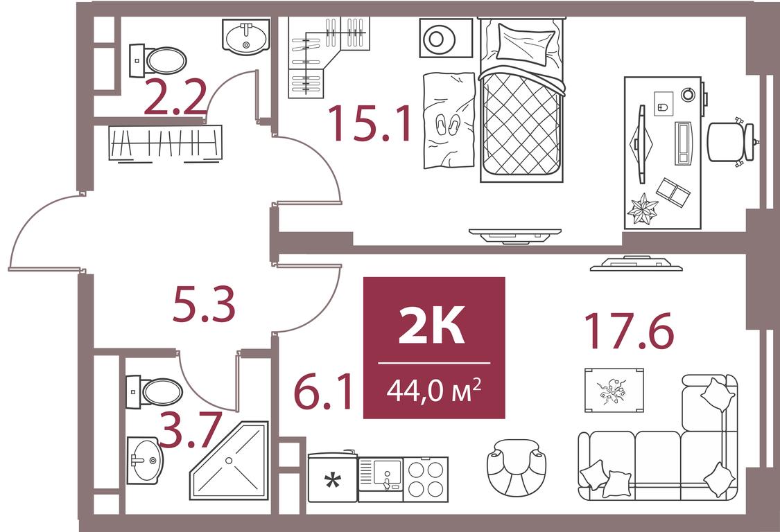 1-BD Apartment Sale, 44 sq. m. at Legacy, Michurinsky Avenue, 30А, Moscow, Russia #1 1-BD Apartment Sale, 44 sq. m. at Legacy, Michurinsky Avenue, 30А, Moscow, Russia #1