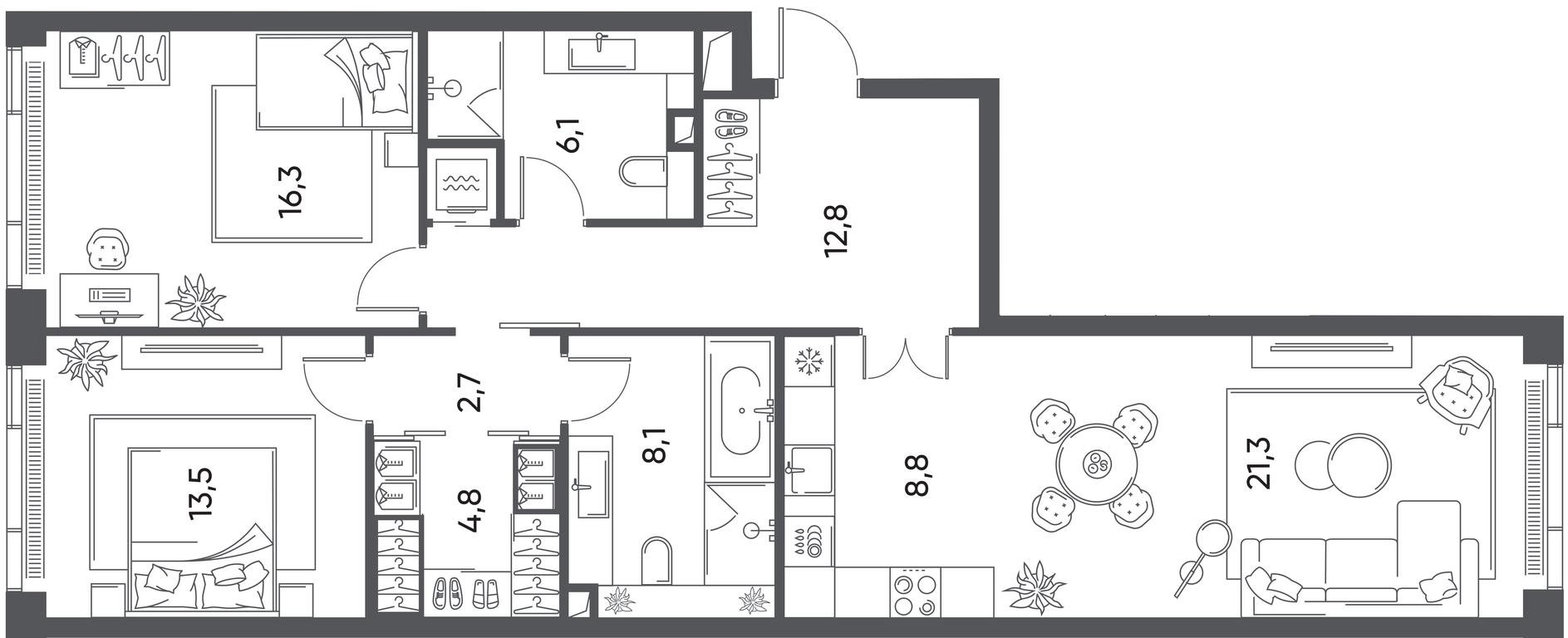 2-BD Apartment Sale, 95平方米 at Pride, Polkovaya Street, 1с27, Moscow, Russia #1