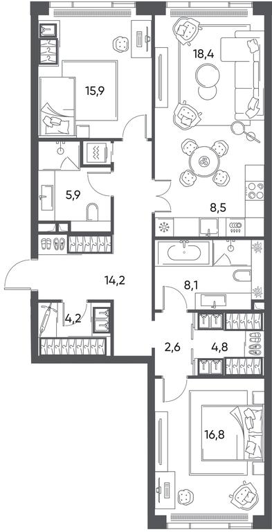 2-BD Apartment Sale, 100平方米 at Pride, Polkovaya Street, 1с27, Moscow, Russia #1 2-BD Apartment Sale, 100平方米 at Pride, Polkovaya Street, 1с27, Moscow, Russia #1
