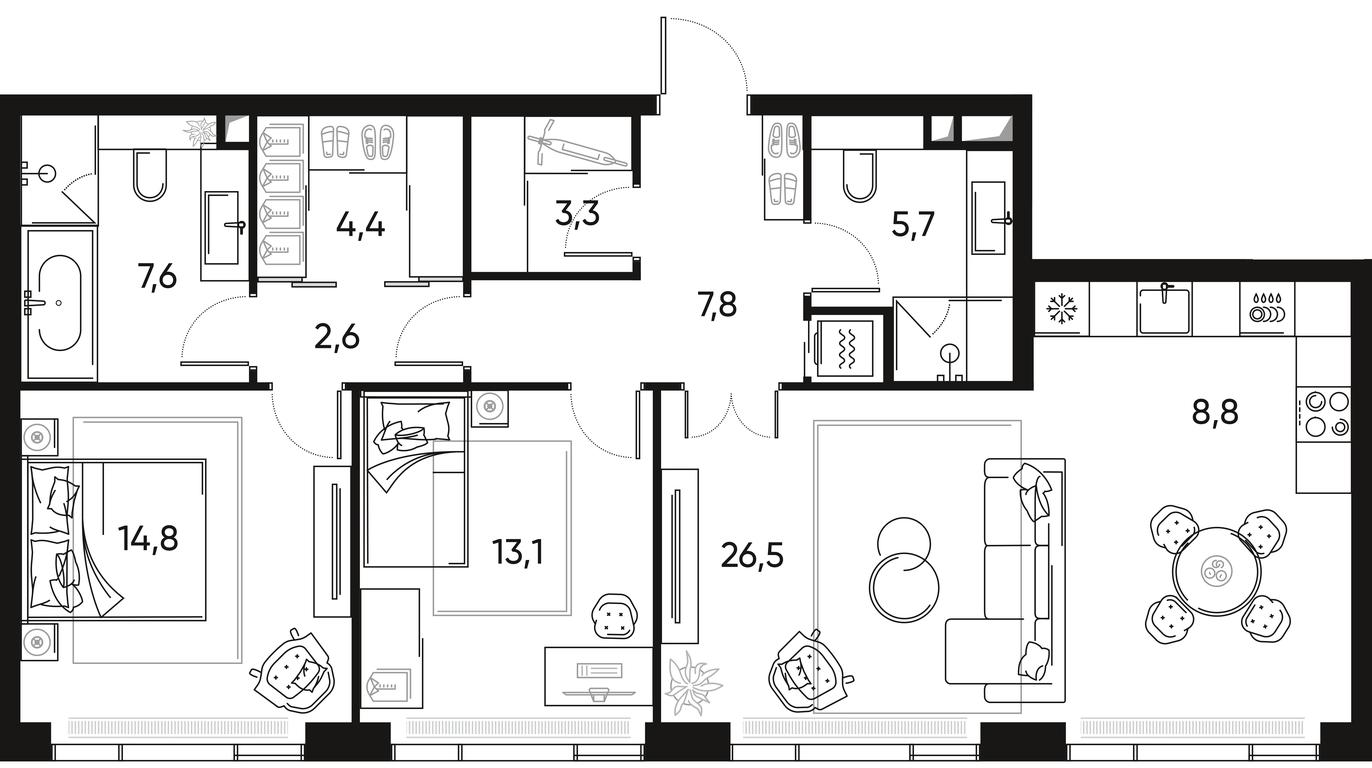 2-BD Apartment Sale, 95.2 sq. m. at Pride, Polkovaya Street, 1с27, Moscow, Russia #2 2-BD Apartment Sale, 95.2 sq. m. at Pride, Polkovaya Street, 1с27, Moscow, Russia #2