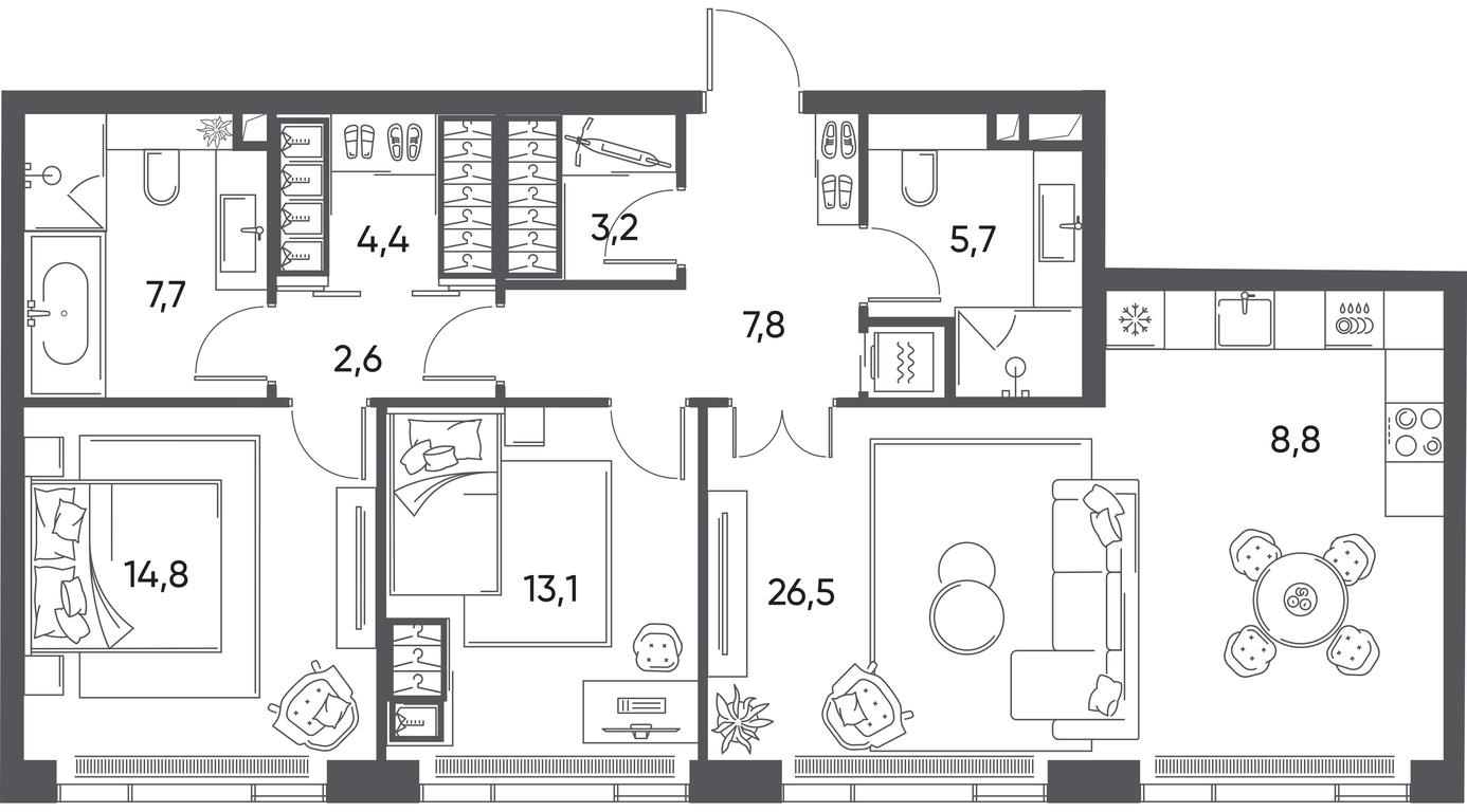 2-BD Apartment Sale, 95.2 sq. m. at Pride, Polkovaya Street, 1с27, Moscow, Russia #1 2-BD Apartment Sale, 95.2 sq. m. at Pride, Polkovaya Street, 1с27, Moscow, Russia #1