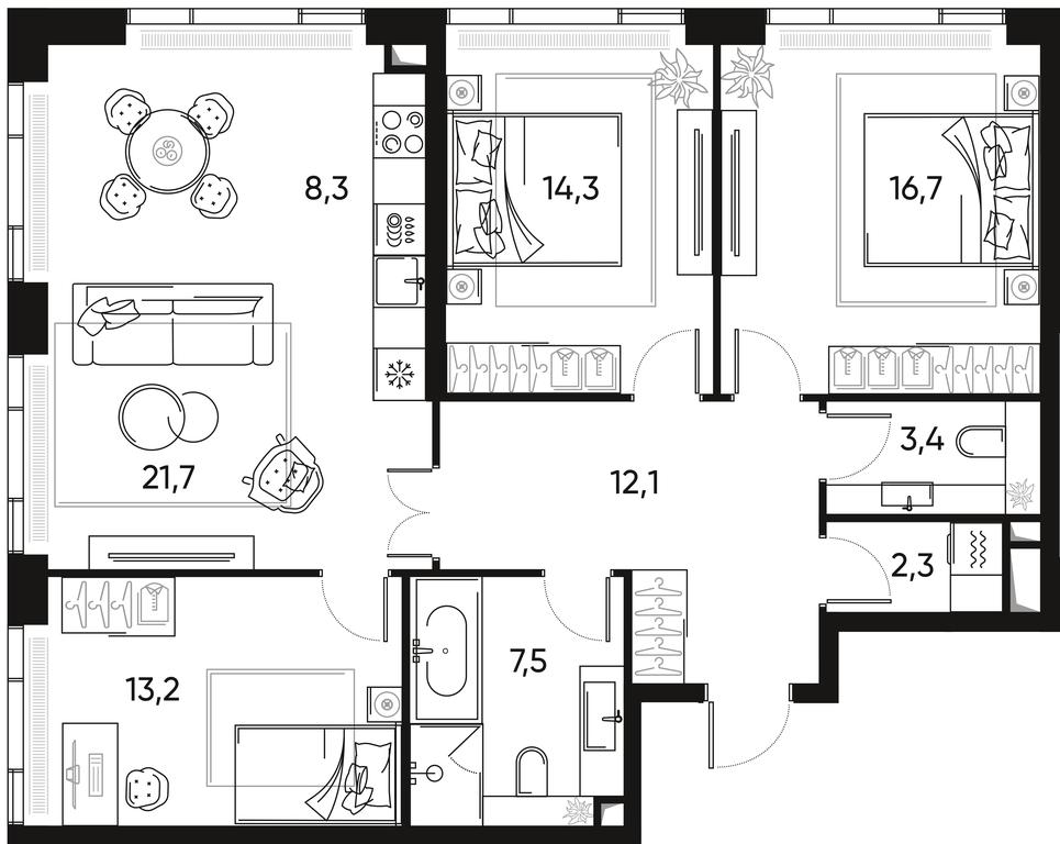 3-BD Apartment Sale, 99.5 sq. m. at Pride, Polkovaya Street, 1с27, Moscow, Russia #2 3-BD Apartment Sale, 99.5 sq. m. at Pride, Polkovaya Street, 1с27, Moscow, Russia #2