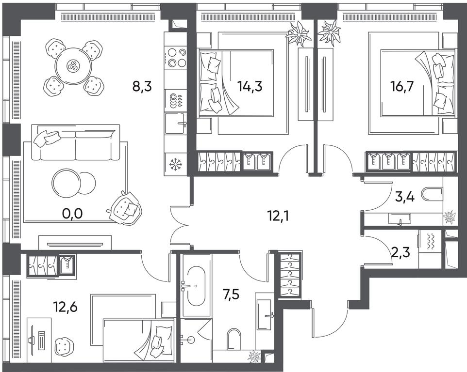 3-BD Apartment Sale, 99.5 sq. m. at Pride, Polkovaya Street, 1с27, Moscow, Russia #1 3-BD Apartment Sale, 99.5 sq. m. at Pride, Polkovaya Street, 1с27, Moscow, Russia #1
