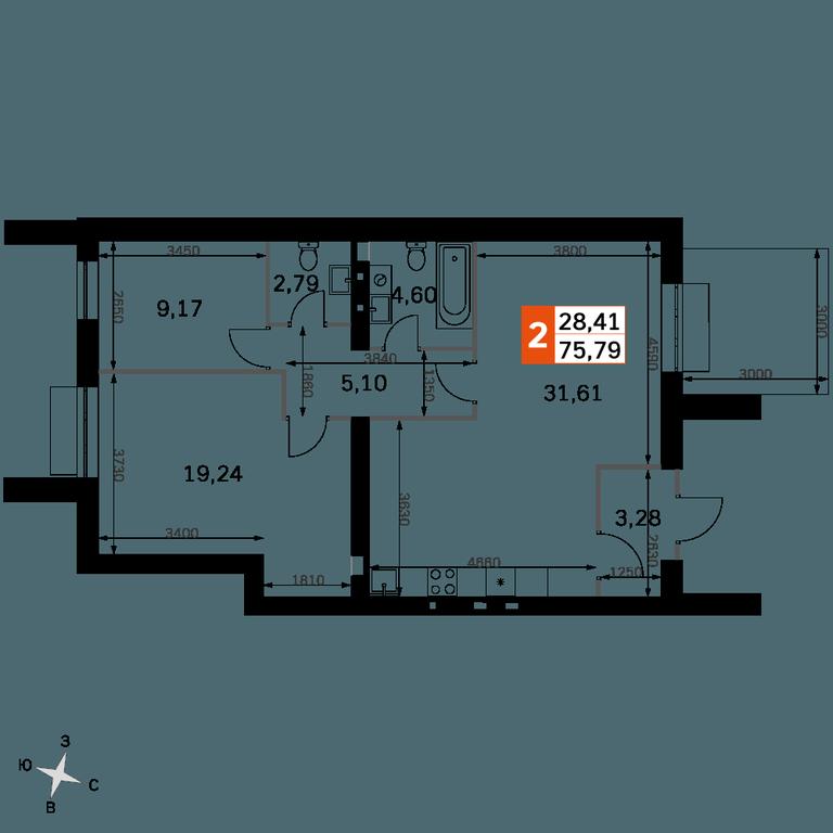 Продажа 3-комн. квартиры, 75,79 м² в ЖК «Жаворонки Клаб», жилой комплекс Аккорд Смарт-квартал, деревня Митькино, Одинцовский городской округ, Московская область, Россия #2