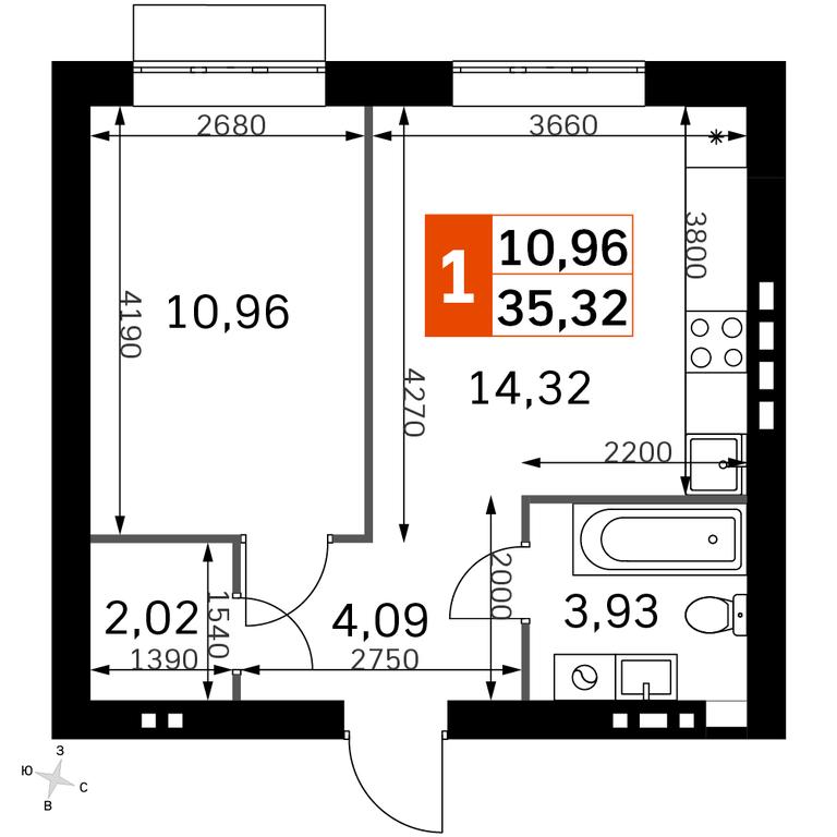 1-BD Apartment Sale, 35.32平方米 at Zhavoronki Club, zhiloy kompleks Akkord Smart-kvartal, Mitkino Village, Odintsovskiy City District, Moscow Region, Russia #2 1-BD Apartment Sale, 35.32平方米 at Zhavoronki Club, zhiloy kompleks Akkord Smart-kvartal, Mitkino Village, Odintsovskiy City District, Moscow Region, Russia #2