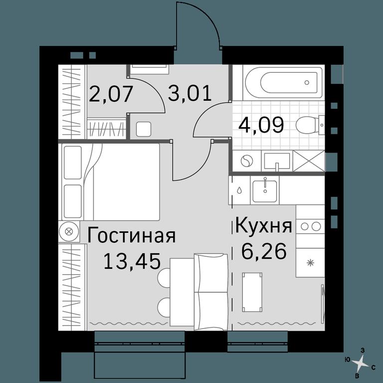 Apartment Sale, 28.88平方米 at Zhavoronki Club, zhiloy kompleks Akkord Smart-kvartal, Mitkino Village, Odintsovskiy City District, Moscow Region, Russia #1 Apartment Sale, 28.88平方米 at Zhavoronki Club, zhiloy kompleks Akkord Smart-kvartal, Mitkino Village, Odintsovskiy City District, Moscow Region, Russia #1