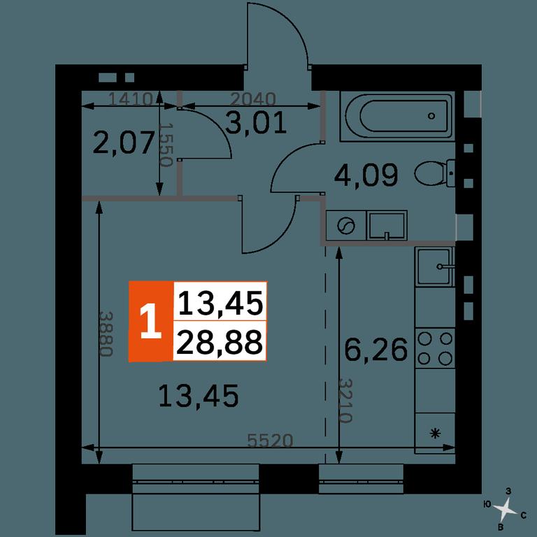 Apartment Sale, 28.88平方米 at Zhavoronki Club, zhiloy kompleks Akkord Smart-kvartal, Mitkino Village, Odintsovskiy City District, Moscow Region, Russia #2 Apartment Sale, 28.88平方米 at Zhavoronki Club, zhiloy kompleks Akkord Smart-kvartal, Mitkino Village, Odintsovskiy City District, Moscow Region, Russia #2