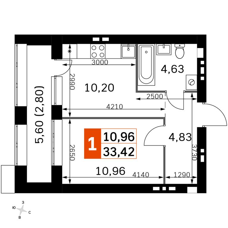 1-BD Apartment Sale, 33.42平方米 at Zhavoronki Club, zhiloy kompleks Akkord Smart-kvartal, Mitkino Village, Odintsovskiy City District, Moscow Region, Russia #2 1-BD Apartment Sale, 33.42平方米 at Zhavoronki Club, zhiloy kompleks Akkord Smart-kvartal, Mitkino Village, Odintsovskiy City District, Moscow Region, Russia #2