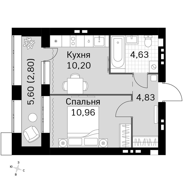 1-BD Apartment Sale, 33.42平方米 at Zhavoronki Club, zhiloy kompleks Akkord Smart-kvartal, Mitkino Village, Odintsovskiy City District, Moscow Region, Russia #1 1-BD Apartment Sale, 33.42平方米 at Zhavoronki Club, zhiloy kompleks Akkord Smart-kvartal, Mitkino Village, Odintsovskiy City District, Moscow Region, Russia #1