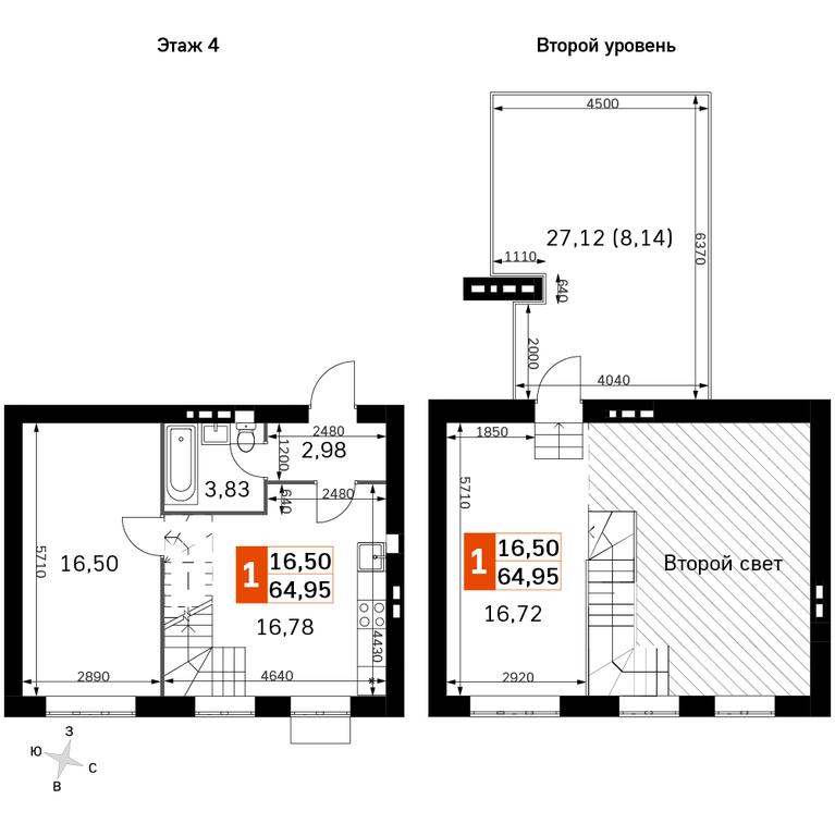 2-BD Apartment Sale, 64.95平方米 at Zhavoronki Club, zhiloy kompleks Akkord Smart-kvartal, Mitkino Village, Odintsovskiy City District, Moscow Region, Russia #2