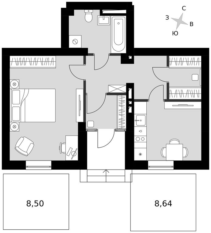 1-BD Apartment Sale, 51.89 sq. m. at Park Aprel, ulitsa Park Aprel, 1, Aprelevka, Naro-Fominskiy City District, Moscow Region, Russia #1